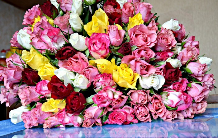 Bouquet of colorful roses