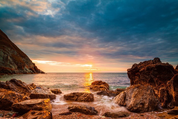 Sunset over the sea at Howth, Ireland