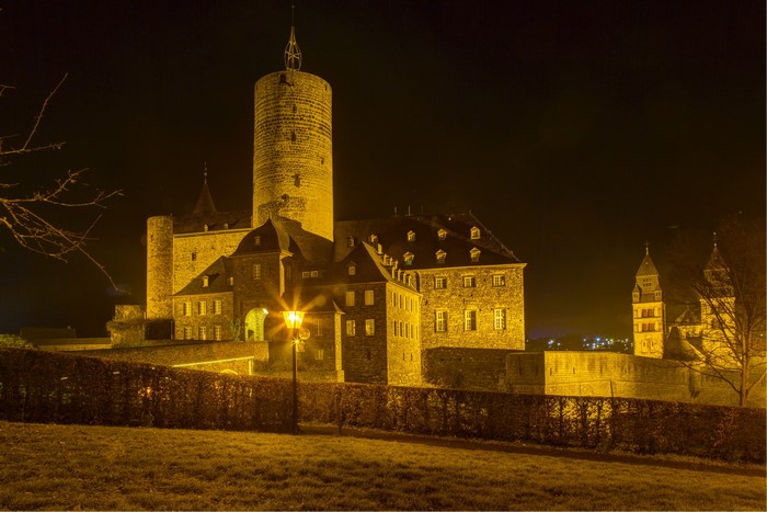 4K Mayen Genovevaburg Castle at Night