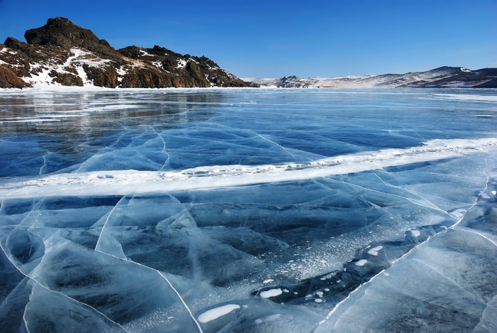 Frozen Lake Baikal in Russia