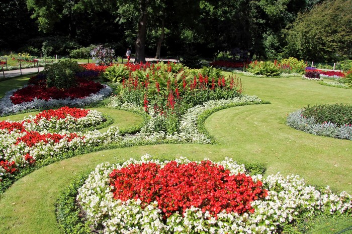 Tiergarten Park in Berlin, Germany with flower beds