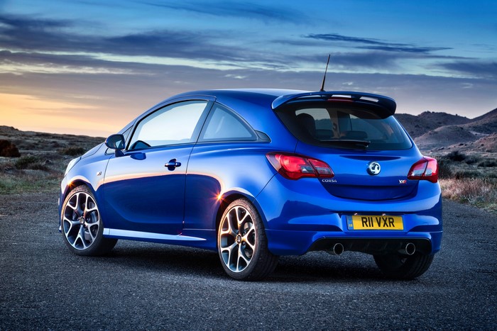 Blue 2015 Vauxhall Corsa VXR rear view