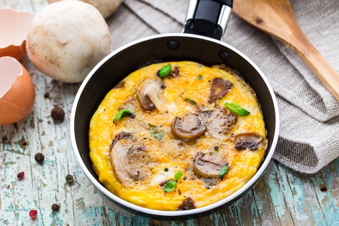 Mushroom Omelette in Frying Pan