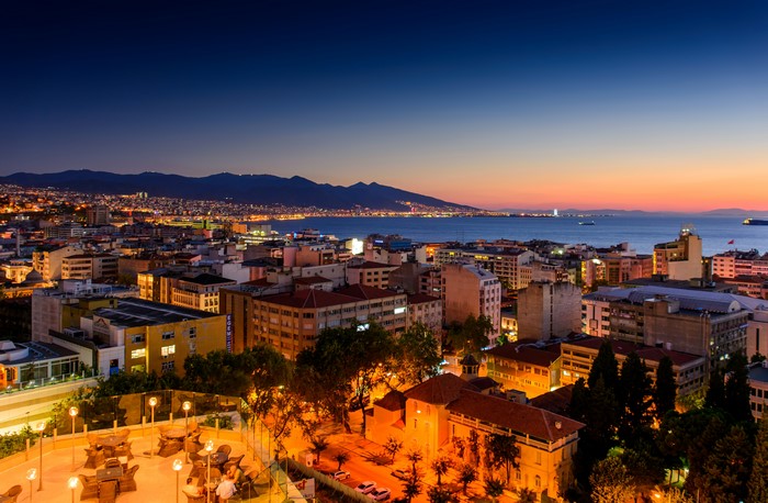 Cityscape at Dusk over the Sea in Turkey