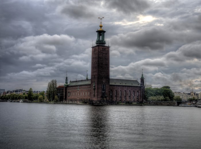 Stockholm City Hall on a cloudy day