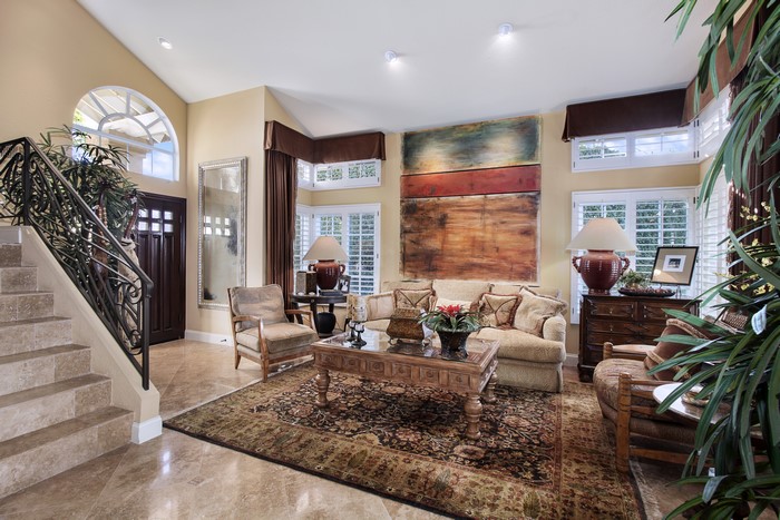 Interior Design of a Living Room with Carpet