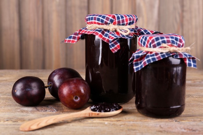 Plums and Jam in Jars