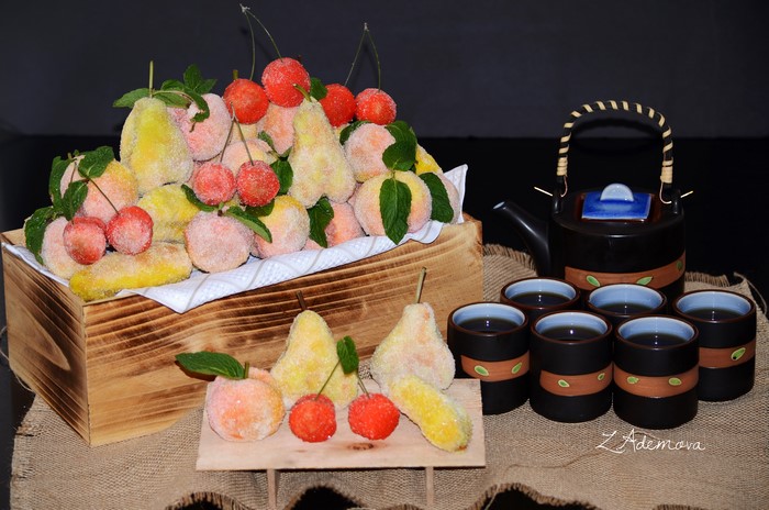 Candied fruits and tea set