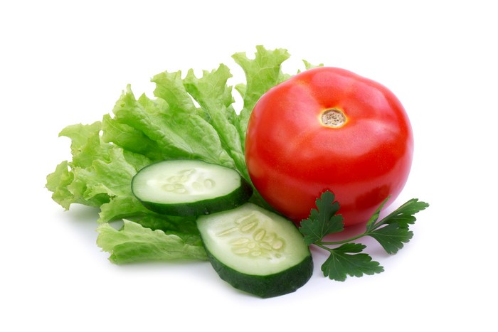 4K Vegetables: Tomato, Cucumber, and Lettuce