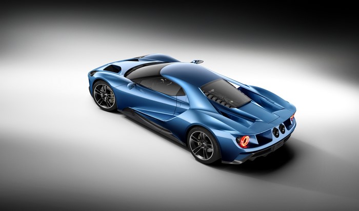 4K Light Blue Metallic Ford GT Rear View