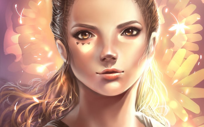 Digital painting of a woman with face paint