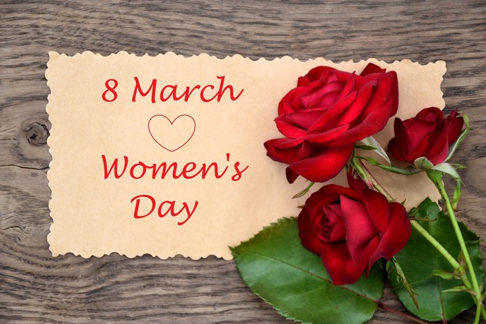 8 March Women's Day with Red Roses