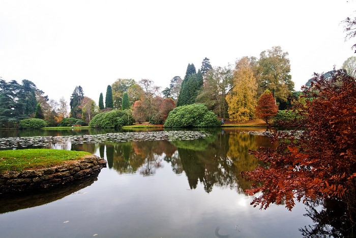 Sheffield Park Garden Pond in Autumn, United Kingdom