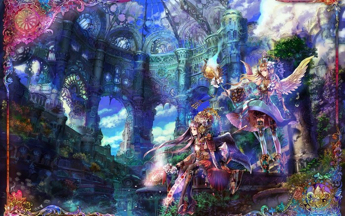 Two female mages in a fantasy world