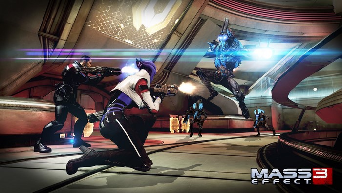 Mass Effect 3 battle scene with aliens