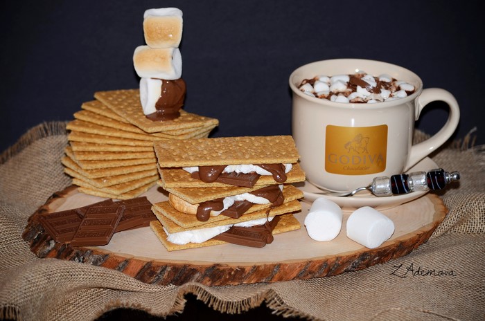 Graham Crackers, Chocolate, Marshmallows, and Hot Chocolate