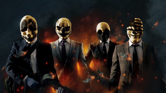 Four masked figures from Payday 2