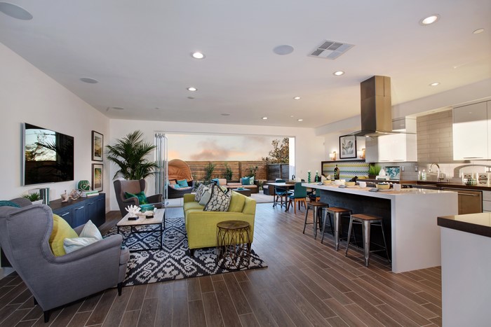 Modern Living Room and Kitchen with Outdoor Patio