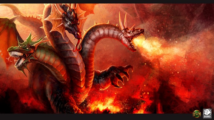 Heroes of Newerth Hydra Dragon breathing fire