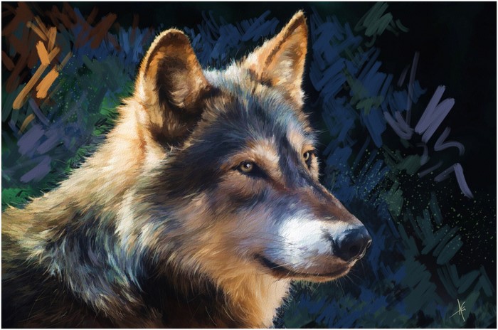 Wolf painting by Alberto Guillen