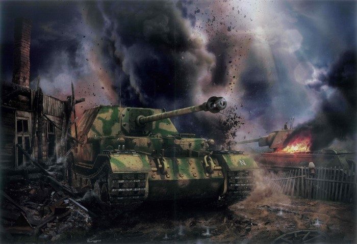 Ferdinand SPG in a War Painting