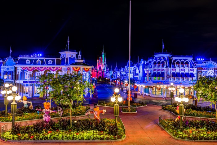 Main Street, U.S.A. at Night with Cinderella Castle