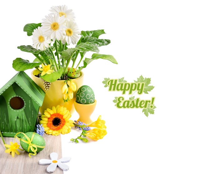 Easter Decoration with Gerbera Daisies and Eggs