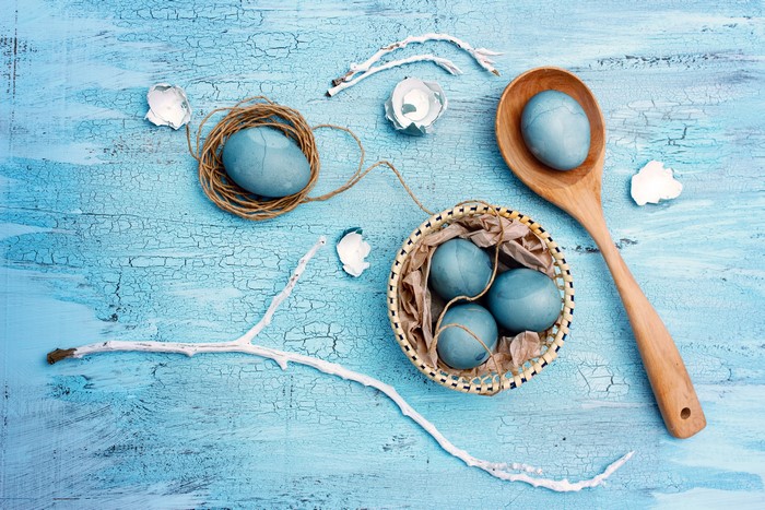 Easter Eggs in a Nest and Spoon