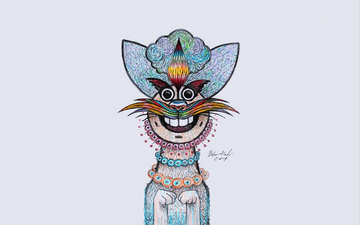 Colorful Cat-like Character Drawing
