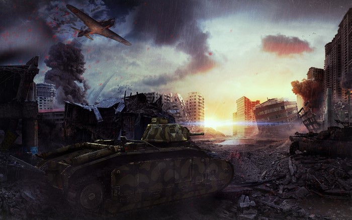 World of Tanks Pz.Kpfw. B2 740 (f) in destroyed city