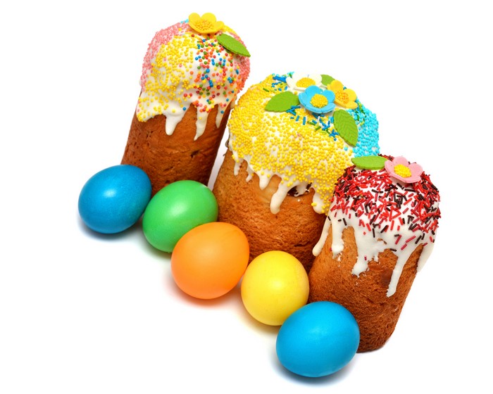 Easter Kulich Cakes and Eggs