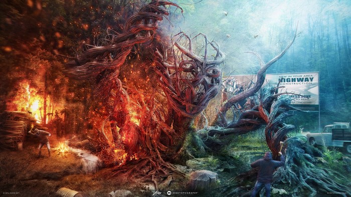 Tree of Life and Death with Fire and Construction