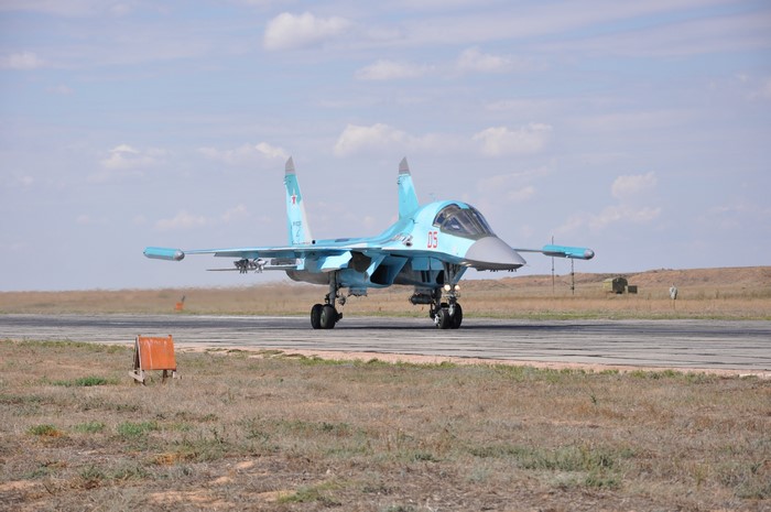 Sukhoi Su-34 Fighter Airplane on Runway