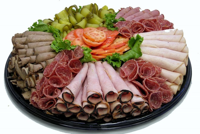 Assorted deli meats and pickles platter