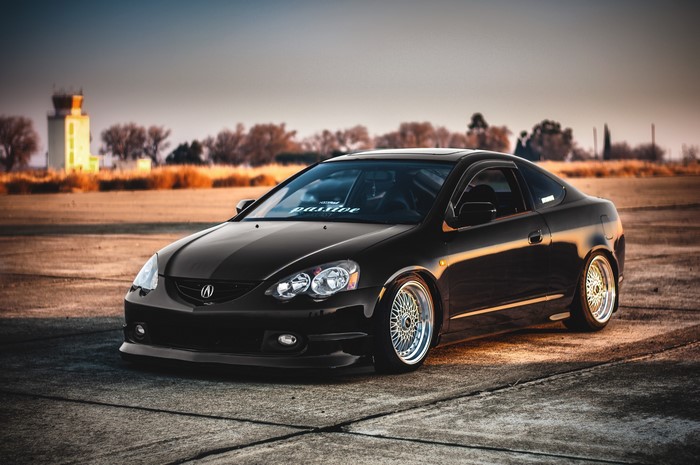 Black Acura RSX with custom wheels
