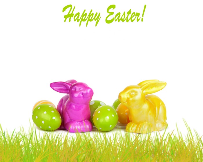 Happy Easter Rabbits and Eggs