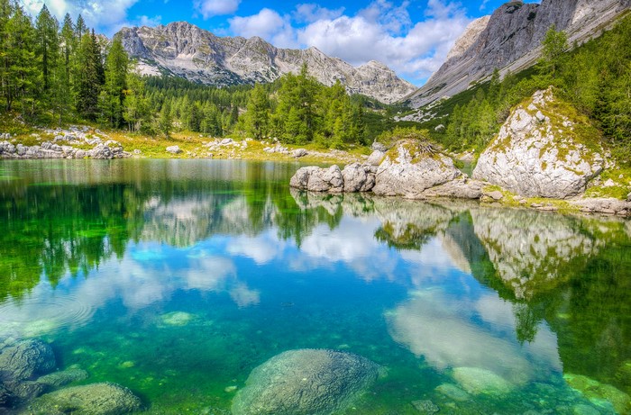 Lake and mountains in Triglav National Park, Slovenia