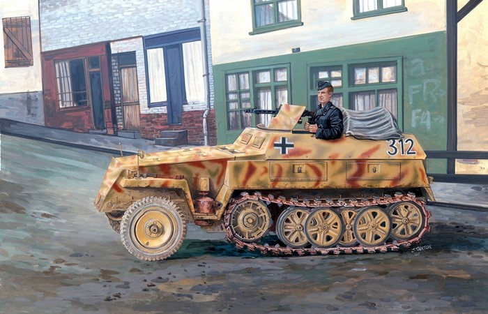 SdKfz 250 half-track military vehicle painting