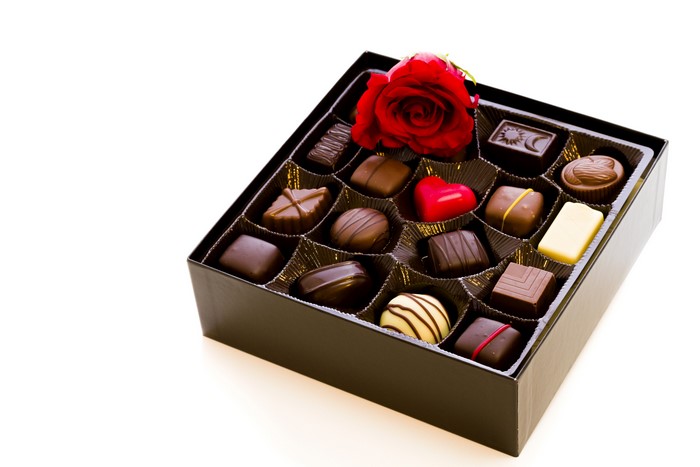 Box of Chocolates with Red Rose