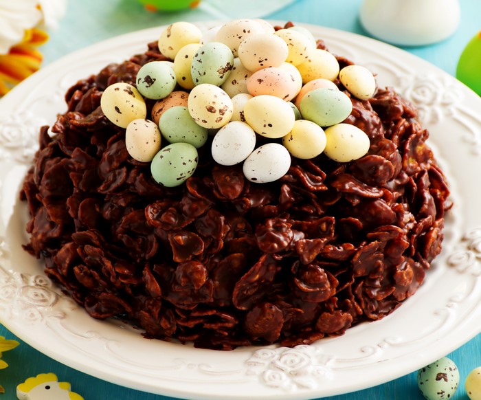 Chocolate Cornflake Cake with Easter Eggs