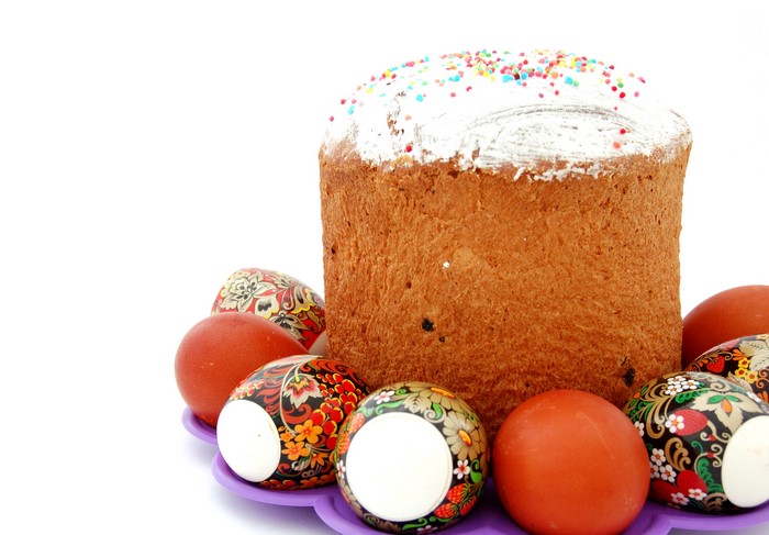 Easter Kulich and Decorated Eggs