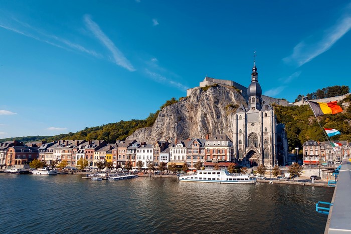 Dinant, Belgium cityscape with river and citadel