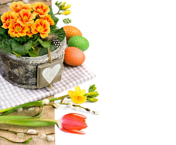 Easter Decoration with Flowers and Eggs