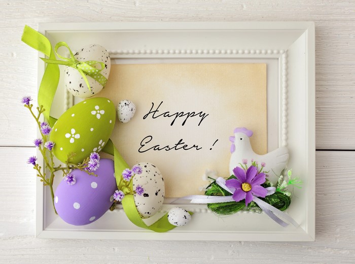 Easter Frame with Eggs and Chicken
