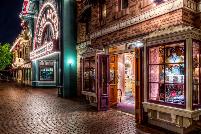 Disneyland Royal Arcades Street at Night
