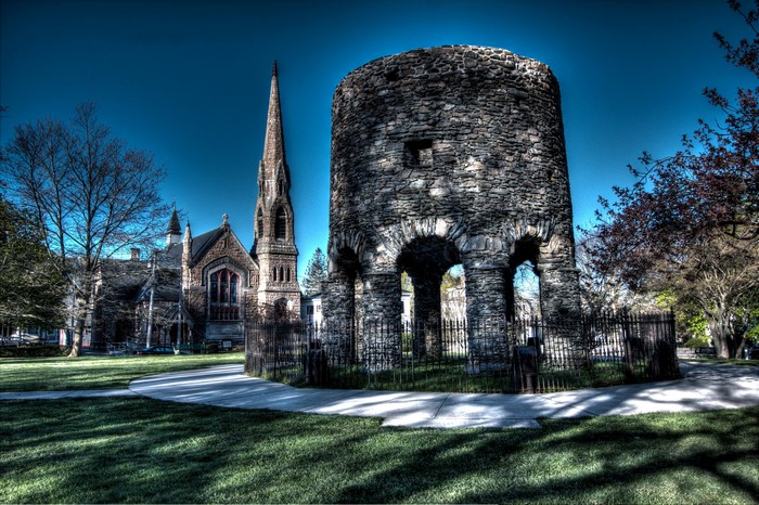 Round Stone Tower and Church in Newport, USA