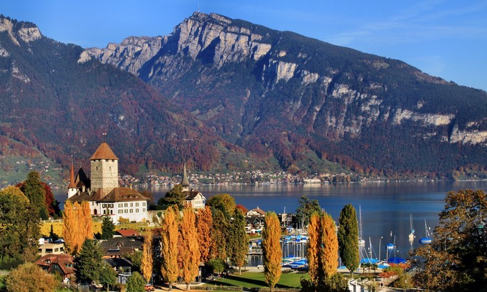 Spiez Castle and Lake Thun, Switzerland