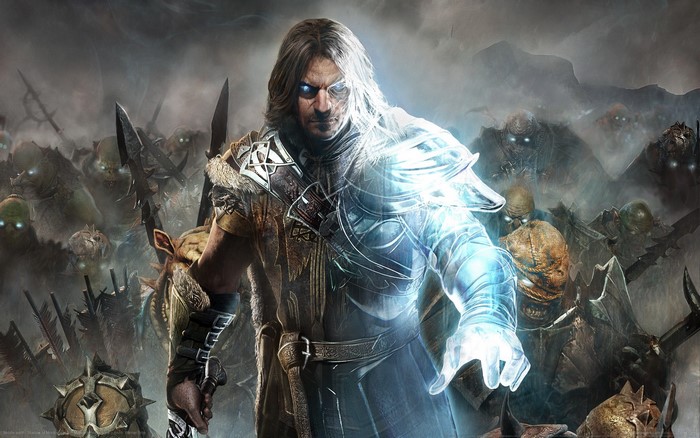 Talion from Middle-earth: Shadow of Mordor with Orc army
