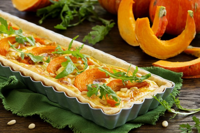Pumpkin Tart with Arugula and Pine Nuts