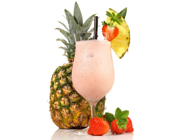 Strawberry Pineapple Cocktail with Fresh Fruit